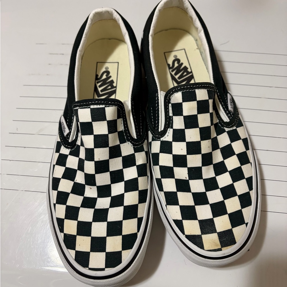 Vans Black and White Checkerboard Slip-Ons
